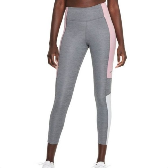 NIKE Dri-FIT Midrise Pink Grey Leggingd Size S NWT - Picture 1 of 12